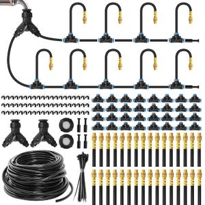 MIXC 200Ft 1/4" Drip Irrigation System,2026-Upgrade Garden Irrigation Kit with 32pcs Adjustable Copper Nozzles, Atomizing Watering System for Outdoor Plants,Raised Bed,Yard,Potted Plant,Lawn