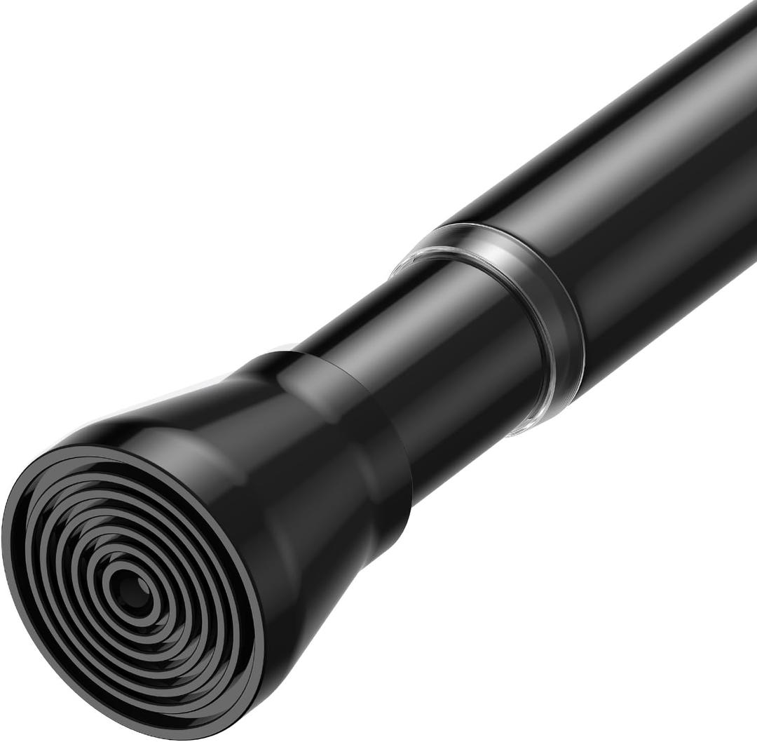 Shower Curtain Rod 44-77 inch Black Tension Rod Shower rod Non Slip Tension Curtain Rod Adjustable Curtain Rods No Drilling Shower Rods for Bathroom Windows Closet