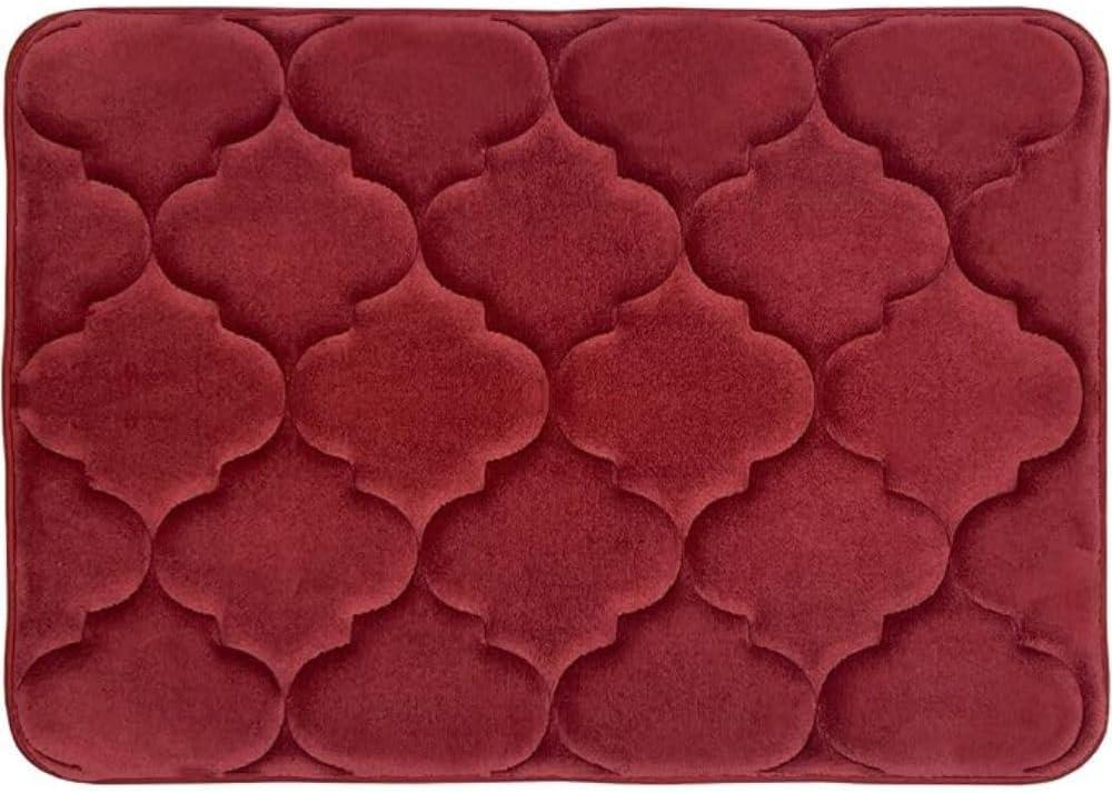 PowerSellerUSA 17"x24" Memory Foam Bath Rugs for Indoor Use, Anti-Fatigue Mats with Non Slip Backing, Thick Resilient Foam with Ultra Soft Durable Absorbent Bathroom Mat, Washable Floor Mat - Burgundy