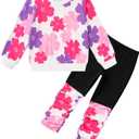 Toddler Baby Girls Sweatsuit Unique Elastic Pant Design Sweat Matching Sets Fall 2 Piece Sweatshirts Outfit 1-4T