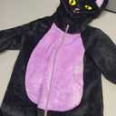 Baby Halloween Costume Funny 3D Cat Outfit Toddler Fuzzy Hooded Zipper Jumpsuit Animal Onesie for Boys Girls (2-3T, Black Purple)