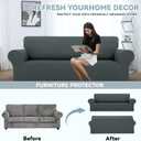 LURKA Stretch Sofa Slipcovers 1 Piece Couch Covers for 3 Cushion Couch Sofa Furniture Protector Full Sofa Covers with Elastic Bottom for Kids and Dog (Large, Grey)
