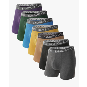 BAMBOO COOL Men's Ultra ComfortSoft Underwear, Moisture Wicking & Breathable No Ride Up Boxer Briefs with Fly, Multipack