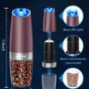 XinXu Gravity Electric Pepper Grinder, Salt or Pepper Mills & Adjustable Coarseness, with LED Light, One Hand Automatic Operation -Set/RoseRed