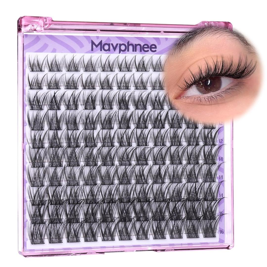 Mavphnee Wispy Lash Clusters Natural Eyelash Clusters 110 Pcs Cluster Eyelash Extensions CC-Curly Individual Lashes Clusters 10-16MM Cluster Lashes Extension For Everyday Wear Natural Makeup Look