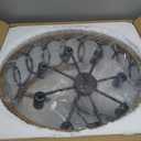 8-Light Farmhouse Drum Pendant Light,19.68'' Nature Wood Texture Vintage Rustic Chandeliers Black Metal Industrial Hanging Light Fixtures for Entryway, Bedroom Dining Room