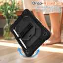 Case for iPad 9th/8th/7th Generation Case 10.2" InchShockproof Hard Cas Cover Compatible with iPad 9th/8th/7th Gen,360 Rotating Stand, Hand Strap, Shoulder Strap, Pencil Holder(Black)