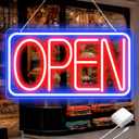 16.5" X 9" Led Neon Open Signs for Business Ultra Bright Plug In Electric Light Up Open Signs with ON/OFF Switch and 12V/2A AC Adapter for Storefront Window Bar Salon Coffee Stores (Horizontal)