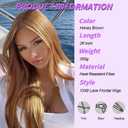 SAPPHIREWIGS 13×6 Straight Lace Front Wig Honey Brown Hair Glueless Synthetic Lace Front Wigs for Women Pre-plucked Hairline Heat Resistant Fiber Daily Cosplay Use 26 Inches