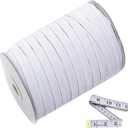 Abbaoww 144 Yards Elastic Band 3/8 inch Wide, High Stretchy White Knit Elastic Band for Sewing Waistband Pants DIY Projects
