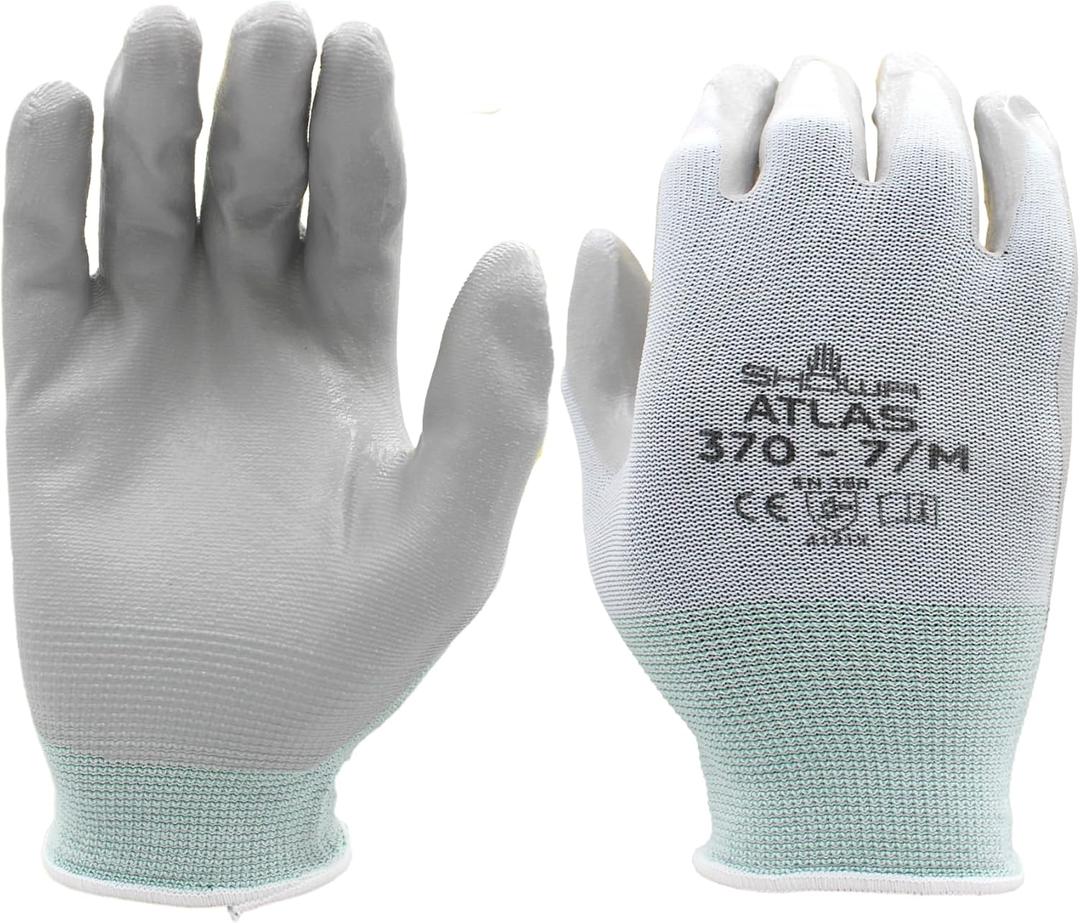 SHOWA Atlas 370B Professional Nitrile Work Gloves,for Landscaping, Gardening & Assembly, General Purpose Gloves (Small, White)