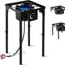 Outdoor Camping Stove, 130000 BTU, High Pressure Single Burner, Propane Gas Cooker with Detachable Legs, 30 PSI Regulator