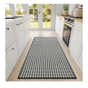 Large Kitchen Runner Rugs Long Kitchen Mat Non Slip Washable, Super Absorbent Soft Chenille Braided Kitchen Mats for Floor, Rubber Backing Kitchen Sink Standing Mat, Easy Clean, Black 36"x71"