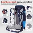 50L Hiking Backpack with Internal Frame & Rain Cover, Lightweight Backpacking Pack with Adjustable Chest Strap, Breathable Daypack for Hiking, Camping, Trekking, Travel, Men & Women(Blue, 50L)
