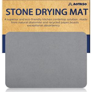 12x16 inch Stone Drying Mat for Kitchen Counter Gray Super Absorbent Dish Drying Mat Diatomaceous Earth Quick Dry Dish Mat1 Pc