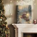 Ebroniah Christmas Train Wall Art, Vintage Winter Snowy Forest Festive Canvas Wall Art Decor for Holiday Living Room, Rustic Farmhouse Prints Framed Artwork for Walls Bedroom Kitchen Home 12x15in