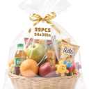 NUITPY 22 Pcs Cellophane Bags, 24 x 30 Inchs Cellophane Wrap for Gift Baskets, Durable Cellophane Gift Bag, Clear Basket Bag - Complimentary 22 Pcs Golden Twist Ties