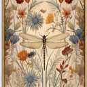 Framed Vintage Dragonfly Canvas Wall Art Picture Boho Natural Poster Prints Farmhouse Cottagecore Wall Decor for Living Room Bedroom 16x24in