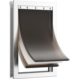 3-Flaps Extreme Weather Dog Door for Exterior Doors, Aluminum Frame and Telescoping Tunnel with Sliding Lock Panel,Suitable for Large Dogs Up to 75 lbs(Large Dog Door,White)