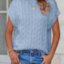 PRETTYGARDEN Women's Sweater Vest 2025 Summer Short Sleeve Tops Casual Crewneck Knit Oversized Pullover Trendy Spring Outfits (Light Blue,Large) (Blue, L)