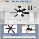 Superyofo 2Pack Socket Fan LED Ceiling Lights,18inch APP Control E26 Fans Bulb with Remote & Dimmable LED Ceiling Fan Lights,3Color 3000K-6500K,1800LM Fan Light Bulb Screw in Ceiling (Black)