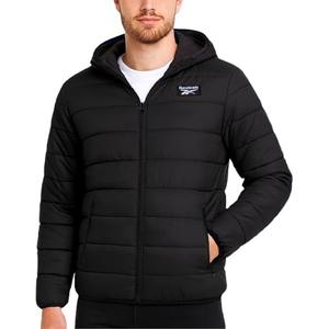 Reebok Mens Puffer Jacket - Lightweight Quilted Glacier Shield Plus Size Puffer Jackets for Men - Insulated Mens Winter Coats, Size X-Large, Solid Black