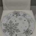 Ziliny 10 Pcs Christmas Snowflake Plates Silver White Snowflake Winter Dinner Salad Plates for Adult Christmas Birthday Winter Party Supplies(8 Inch)