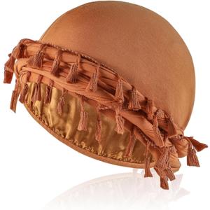 Satin Lined Turban with Long Twist Straps Tassels Silky Head Wraps for Men Women Halo Head Scarf Sleeping Bonnet 