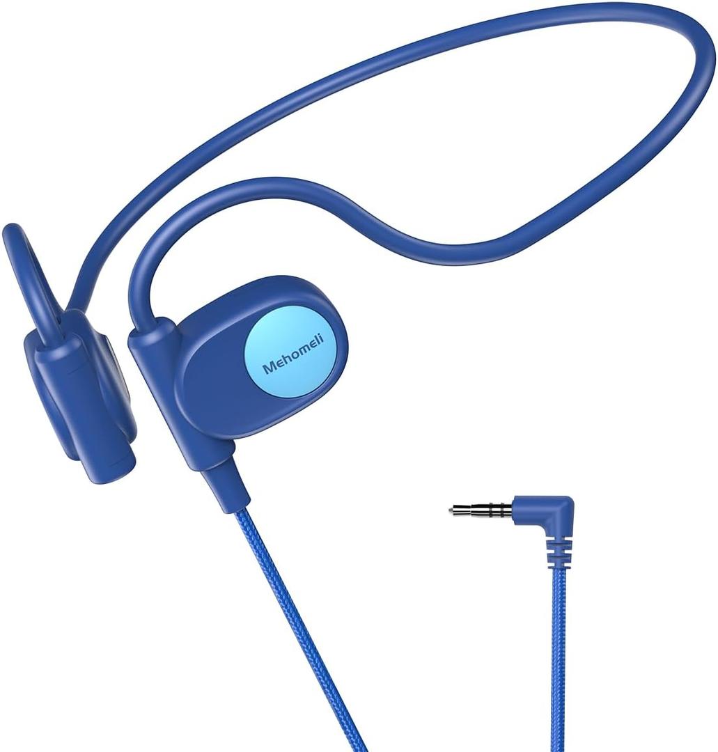 Mehomeli Kid Headphones for School, Air Conduction Open Ear Headphones, 3.5mm Jack Wired Cord, Ultra-Comfort, Ergonomic and Lightweight Design Perfect for School and Outdoor Activities-Blue