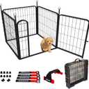 Puppy Playpen, IGOOUO 24'' Portable Dog Playpen with Easy-Carry Straps,4 Panels Dog Pen Play Pen for Small Dogs,Rustproof Pet Playpen for Camping RV Yard(with One Door)