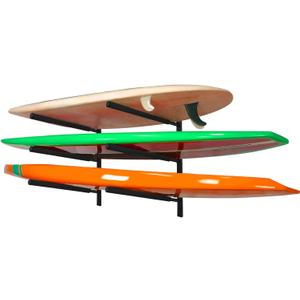 Yes4All Heavy Duty Steel Wall Mount Paddle Board Racks, Surfboard Holder, Suitable for Both Indoor and Outdoor Storage (A. Black - Steel)