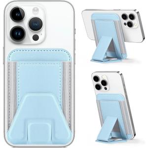 Miroddi for Magsafe Wallet Stand, Magnetic Phone Wallet for iPhone 16/15/14/13/12 Series, Leather Magnetic Cards Holder, Fits 5 Cards, RFID Blocking, Slim, Blue