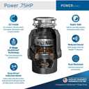 InSinkErator Power .75HP, 3/4 HP Garbage Disposal, Power Series EZ Connect Continuous Feed Food Waste Disposer, Black, No Size