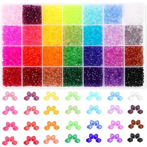 Paxcoo 5600Pcs Crystal Beads for Jewelry Making, Tiny Crystal Acrylic Beads Faceted Craft Beads Bicone Gem Beads Jewel for Jewelry Making (4 MM)