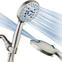 Hotel Spa AquaCare High Pressure 8-mode Handheld Shower Head, Anti-clog Nozzles, Built-in Power Wash to Clean Tub, Tile & Pets, Extra Long 6 ft. Stainless Steel Hose, Wall & Overhead Brackets (Satin Nickel)