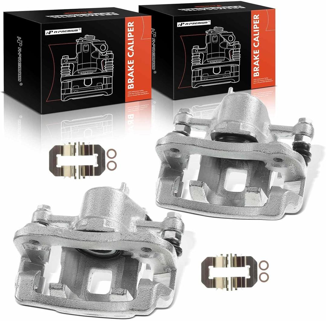 A-Premium Disc Brake Caliper Assembly with Bracket Compatible with Select Hyundai Models - Sonata 2008 2009 2010, L4 2.4L - Rear Driver and Passenger Side, 2-PC Set