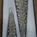 RM ROOMERS 2Pcs Resin Christmas Tree Statues Clearance, Table Top Small White Christmas Decorative Figurine Set, Indoor Artificial Xmas Tree Figurines for Desk Mantel Decor Gifts