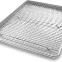 USA Pan 1607CR Bakeware Extra Large Sheet Baking Pan and Bakeable Nonstick Cooling Rack Set, XL, Metal, 15W x  23L