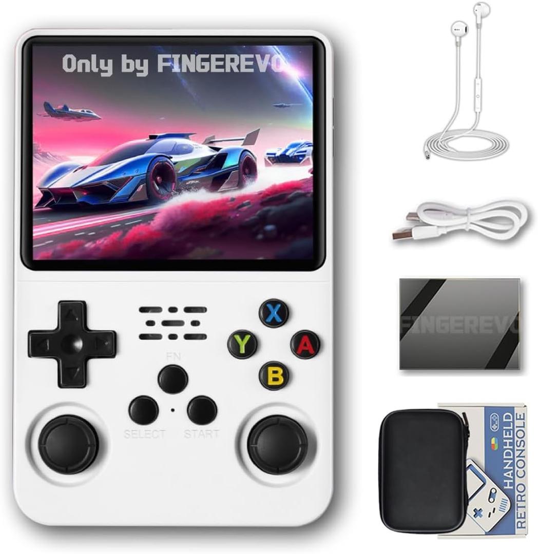 R36S Handheld Game Console 3.5-in 640*480 IPS OCA Screen 3200mAh Opensource System White