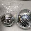 Haull 8 Pcs Large Disco Ball Set Silver Mirror Disco Reflective Ball with Hanging Ring Party Ornament Decoration for Stage Club Ballroom Dance Hall Wedding Prom Props(8'', 6'')