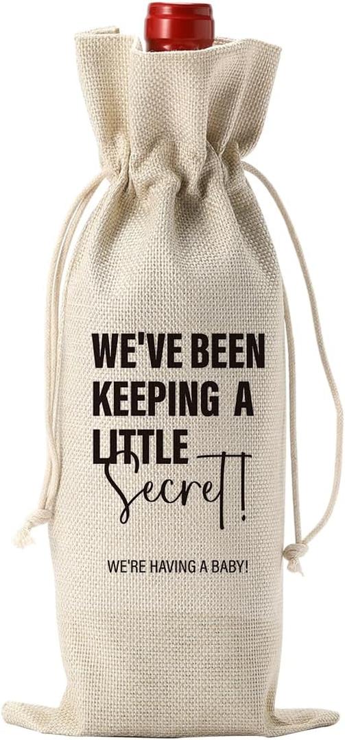 Cute Baby Announcement Wine Bag, Pregnancy Announcement for Grandparents, Becoming an Aunt, Uncle, We've been keeping a little secret