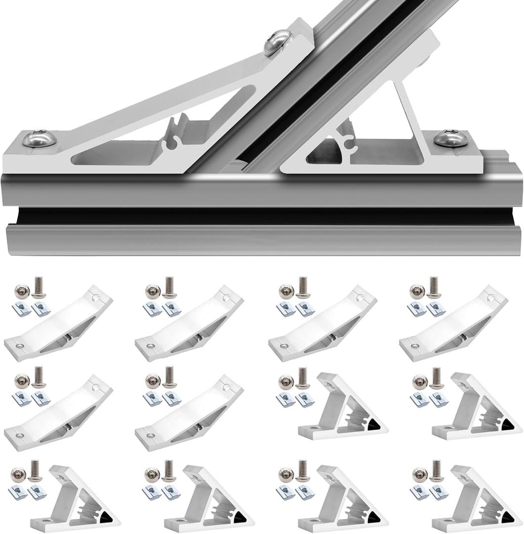 12pcs 4040 45/135 Degree Corner Bracket Connector 4040 Extrusion Hardware T-Slot V-Slot Accessories with Screws and Nuts for 4040 Extrusion Angle 3D Printer Framing Accessories Silver