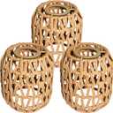 3 PACK Rattan Lamp Shades(4.7"5.2"), Small Boho Pendant Light Shade, Handwoven Wicker hanging Lampshades For Chandeliers, Wall Sconces, Floor & Table Lamps