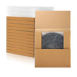 Janlaugh 10 Sets Vinyl Record Mailers 12.6 x 12.6 x 1" Shipping Boxes Easy Fold Album Corrugated Cardboard Box with Fragile Stickers and Bubble Bags for Packing Shipping Moving Storage(Kraft Color)