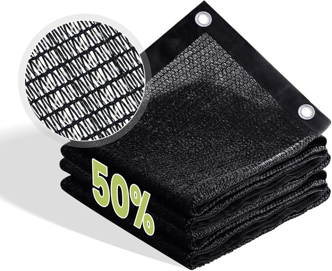 50% Patio Shade Cloth, Outdoor Sun Shade Fabric with Grommets, UV Protection for Backyards, Chicken Coop, Greenhouse, Carport, Garden, Mesh Tarp 88 FT, Black