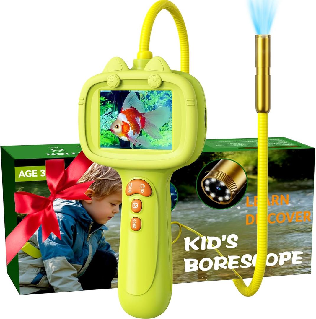 Borescope Camera with Light for Kids | STEM Science Educational Toy for 4 5 6 7 8 9 10 12 Years Old Boys & Girls | Birthday Gift for Outdoor Adventures & Nature Discovery (Yellow)