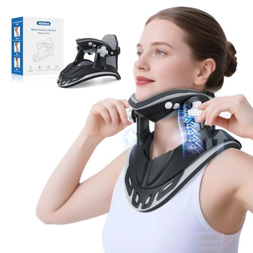 Holniva Neck Stretcher Cervical Traction, Adjustable Cervical Neck Traction Device, Neck Braces for Neck Pain and Support, Ergonomic Design for Home, Office & Travel Use - FSA Eligible/HSA Eligible
