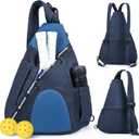 Pickleball Bag, 7 Pockets & Upgraded Zippers, Lightweight Sling Bag with Detachable Strap & Water-Resistant Pocket (Blue)