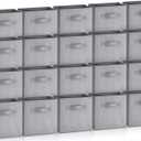Hillban 20 Pcs Storage Cubes 11 Inch Cube Storage Bins Collapsible Fabric Storage Cubes with Dual Handles Foldable Cube Baskets Cloth Storage Box Closet Organizers Box for Home Office Shelf (Grey) (Gray)