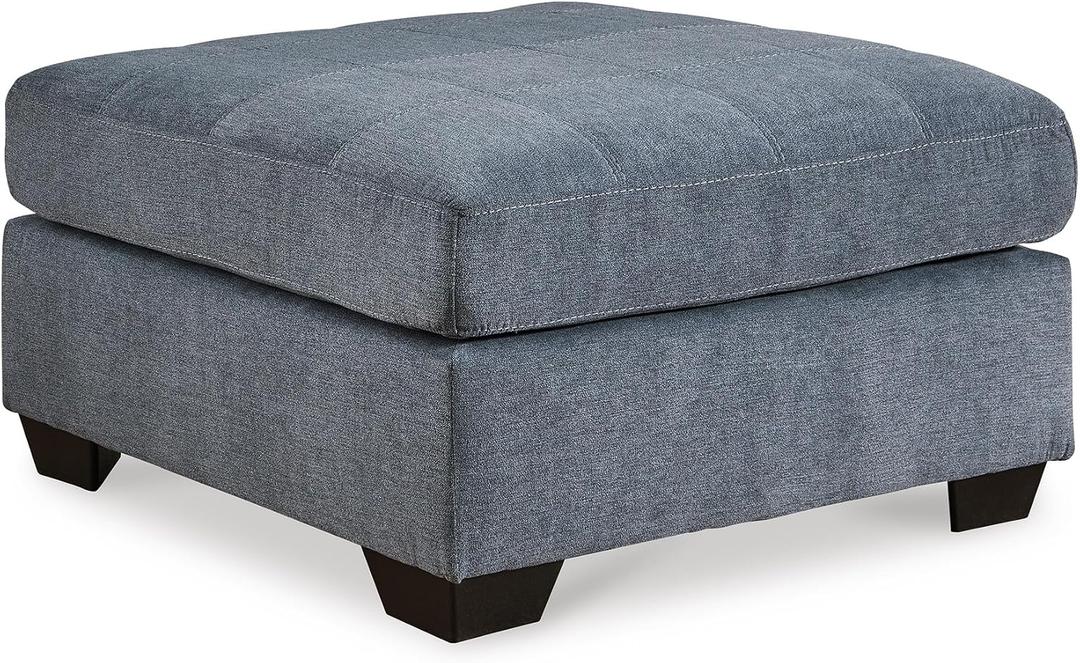 Signature Design by Ashley Marleton Classic Square Upholstered Oversized Accent Ottoman, Blue, 36"D x 36"W x 20"H